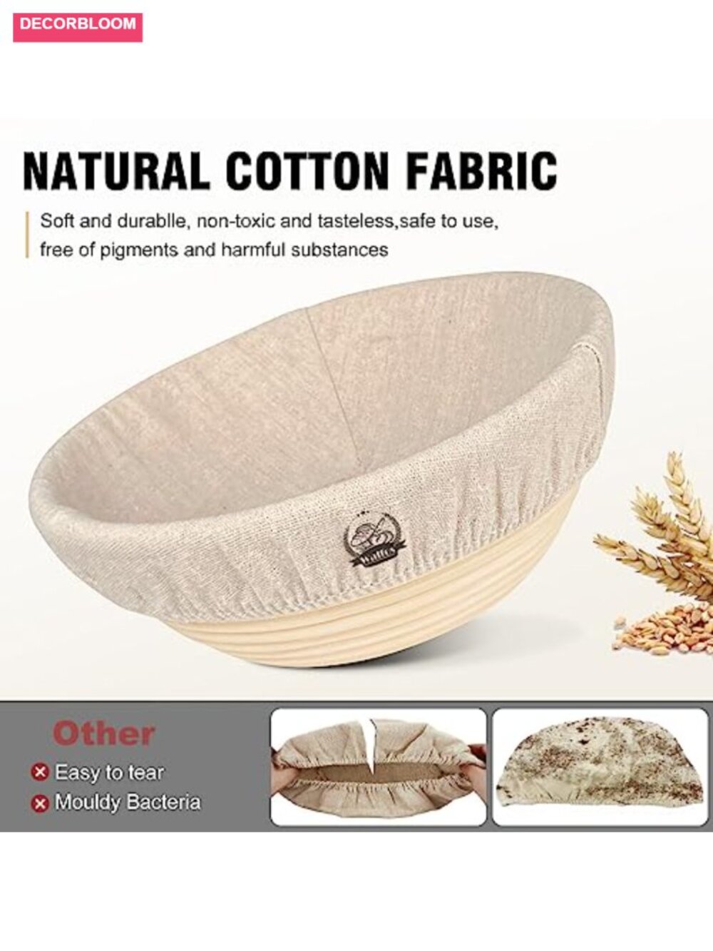 6 Pcs 9 Inch Bread Proofing Liner Cloth Natural Rattan Banneton Baking Dough - Picture 3 of 6